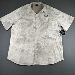 Realtree Fishing Shirt Mens XLT Gray Camo Short Sleeve Button Up Big Tall NWT